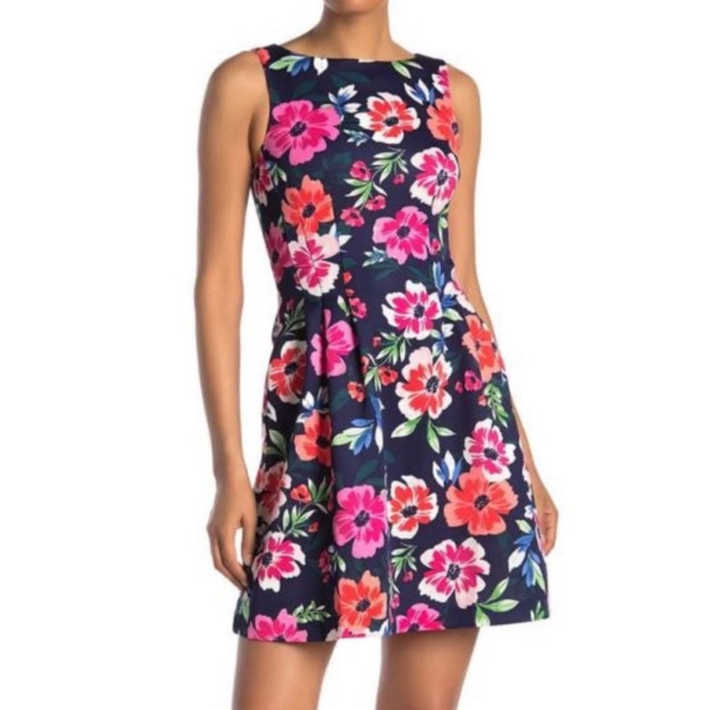 Vince Camuto Floral Sleeveless Scuba Fit & Flare Dress
